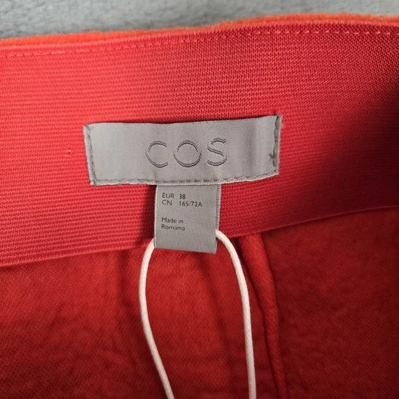 COS Skirt Womens US 8 Mandarin Orange A-Line 1-Pleat 100% Wool‎ Felt Soft NWT - Picture 5 of 9